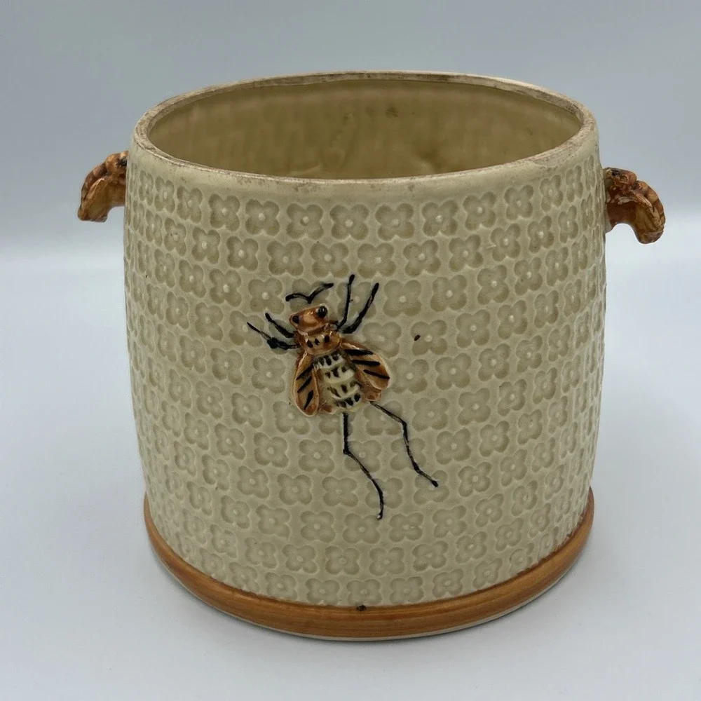 40's Queen Bee Cookie‎ Jar Canister Flower Pot Japan Cottagecore Farmhouse Decor